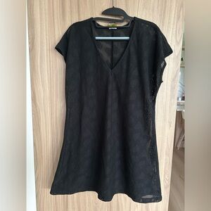 Wearabouts Dress Swimsuit Beach Cover-Up Black Lace Mesh Design Medium Shear